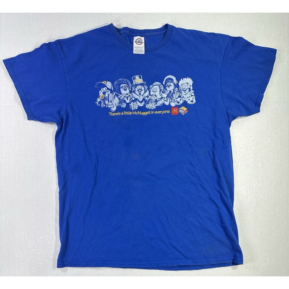McDonald's McNugget Buddies Crew Shirt L Blue Promo Tee 90s Style Rare